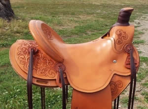 3B Visalia-style old-timer saddle with inlaid agate